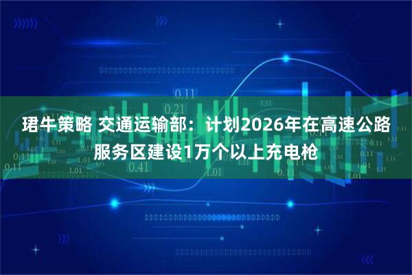 珺牛策略 交通运输部：计划2026年在高速公路服务区建设1万个以上充电枪